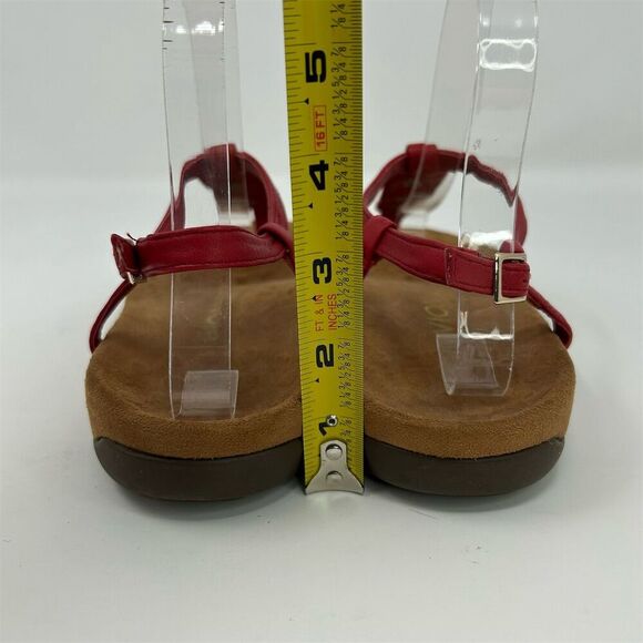 Vionic Red T-Strap Slingback Sandals Metallic Textured 3D Accents Size 7 - Picture 7 of 10